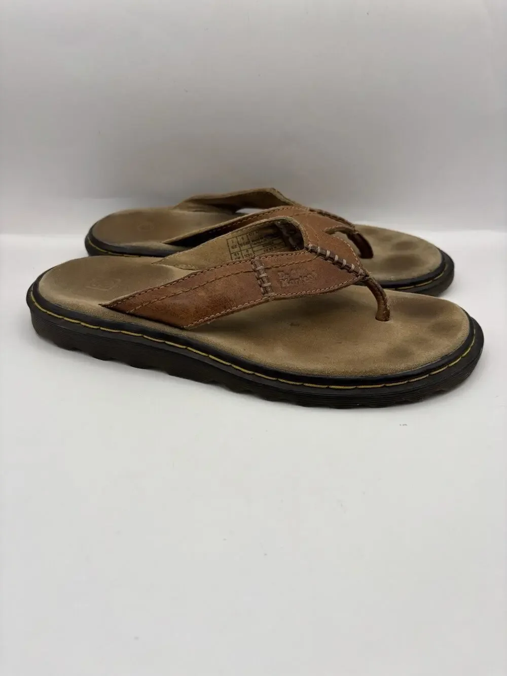 Dr Martens 8883 Brown Leather Flip Flops Men Size 8